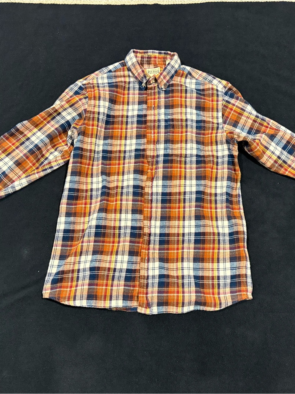 RedHead Orange, Navy & White Plaid Button-Down Shirt